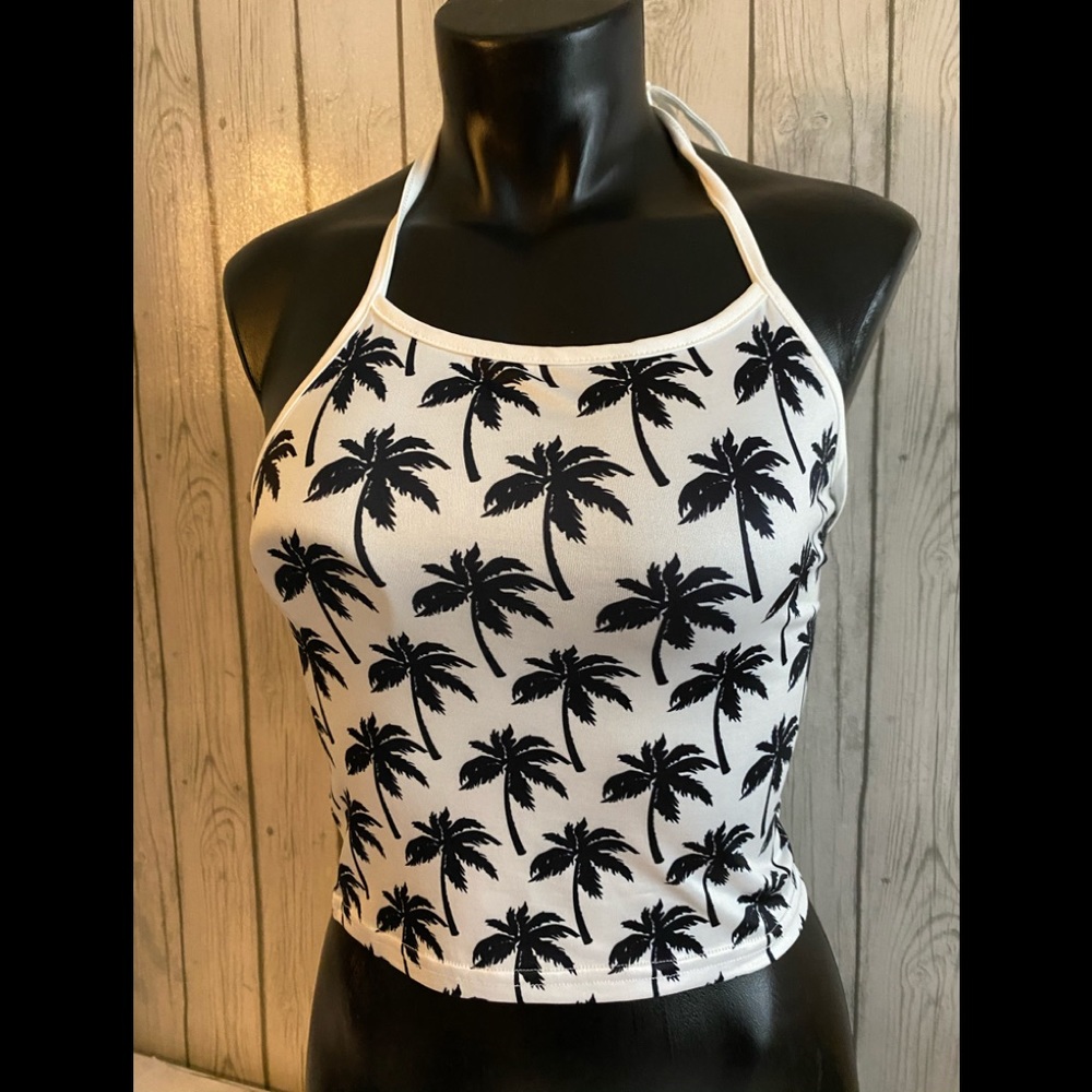 White halter crop top
